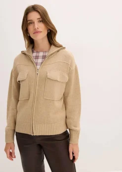 bonprix Bekleidung·Umstandsmode|Pullover & Strickjacken^Oversize-Strickjacke hellkhaki meliert