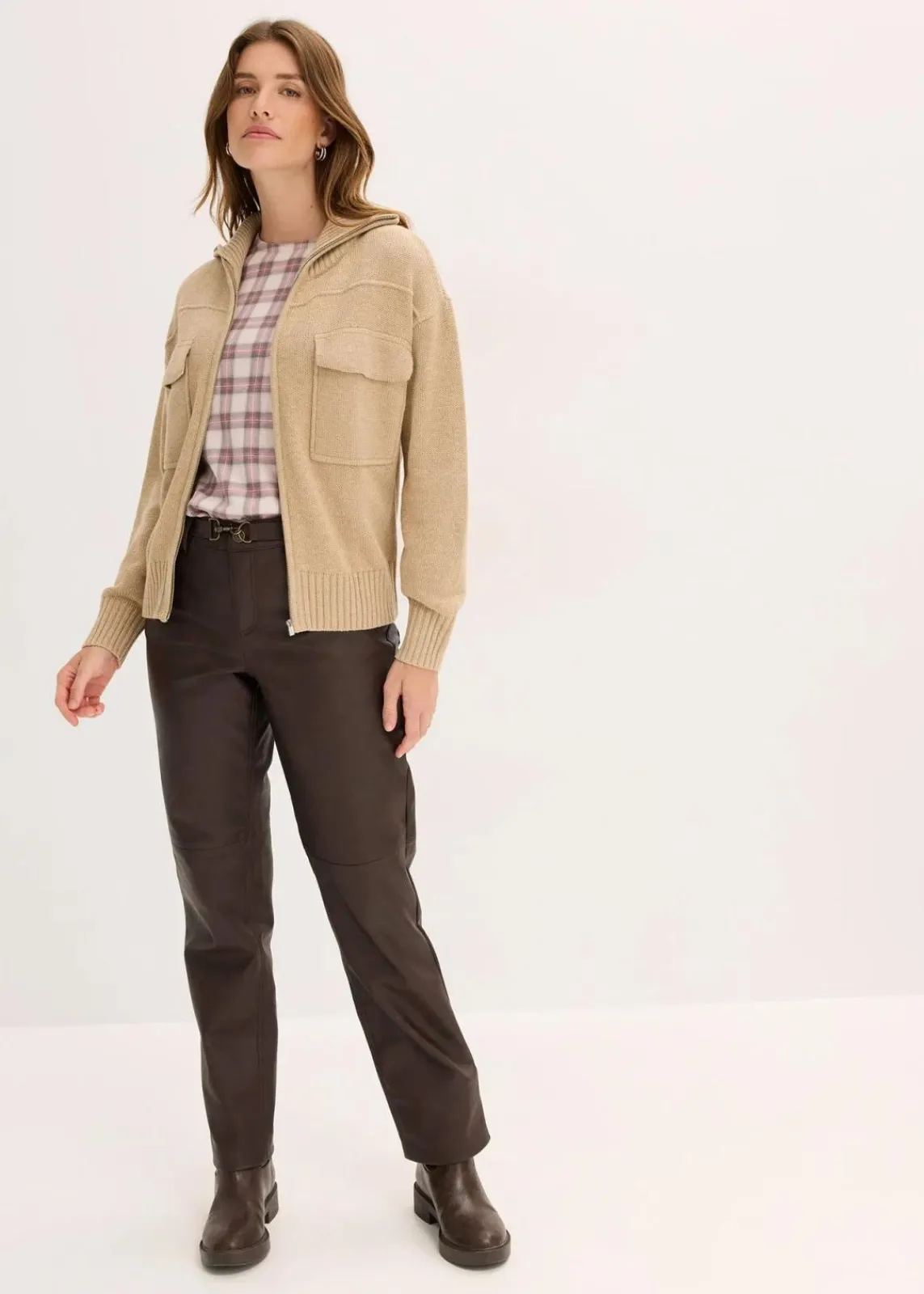 bonprix Bekleidung·Umstandsmode|Pullover & Strickjacken^Oversize-Strickjacke hellkhaki meliert