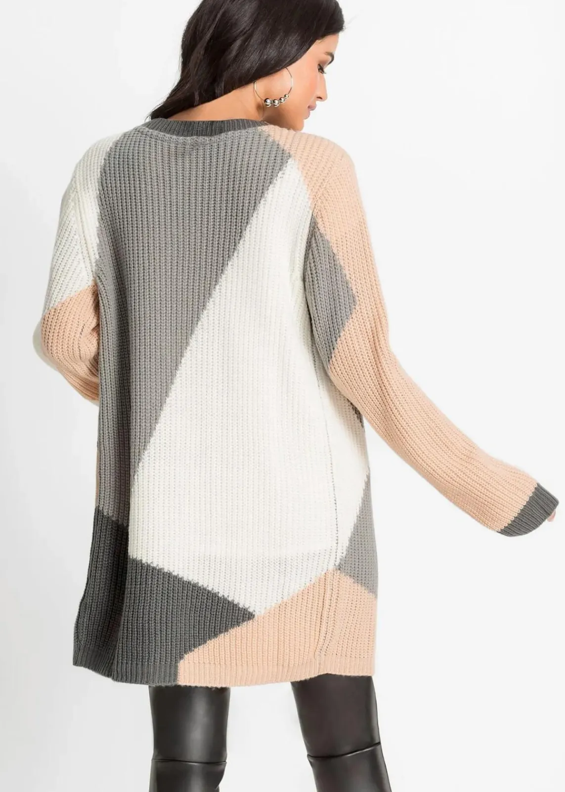 bonprix Bekleidung·Umstandsmode|Bekleidung·Jeans^Oversize-Strickjacke beige/wollweiß/anthrazit/grau