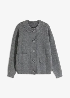 bonprix Pullover & Strickjacken|Bekleidung·Jeans^Oversize-Strickjacke grau meliert