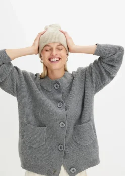 bonprix Pullover & Strickjacken|Bekleidung·Jeans^Oversize-Strickjacke grau meliert