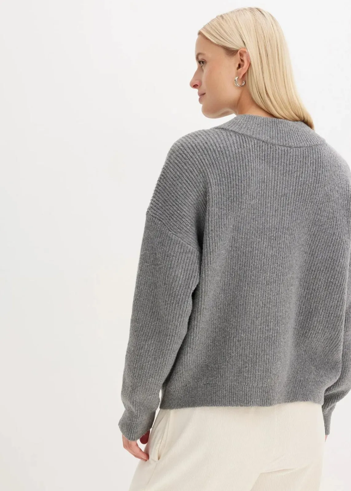bonprix Pullover & Strickjacken|Bekleidung·Jeans^Oversize-Strickjacke grau meliert