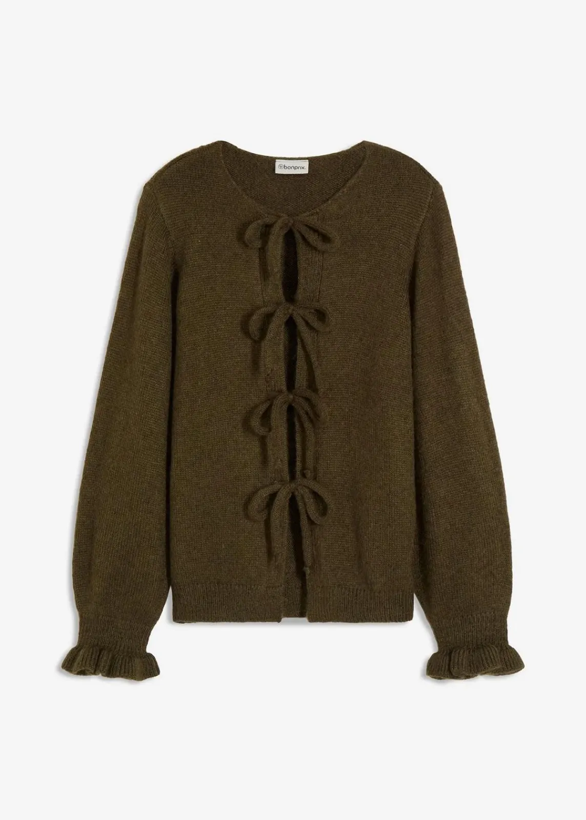 bonprix Bekleidung·Umstandsmode|Bekleidung·Jeans^Oversize-Strickjacke aus weichem Woll-Mix dunkeloliv meliert