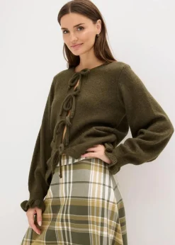 bonprix Bekleidung·Umstandsmode|Bekleidung·Jeans^Oversize-Strickjacke aus weichem Woll-Mix dunkeloliv meliert