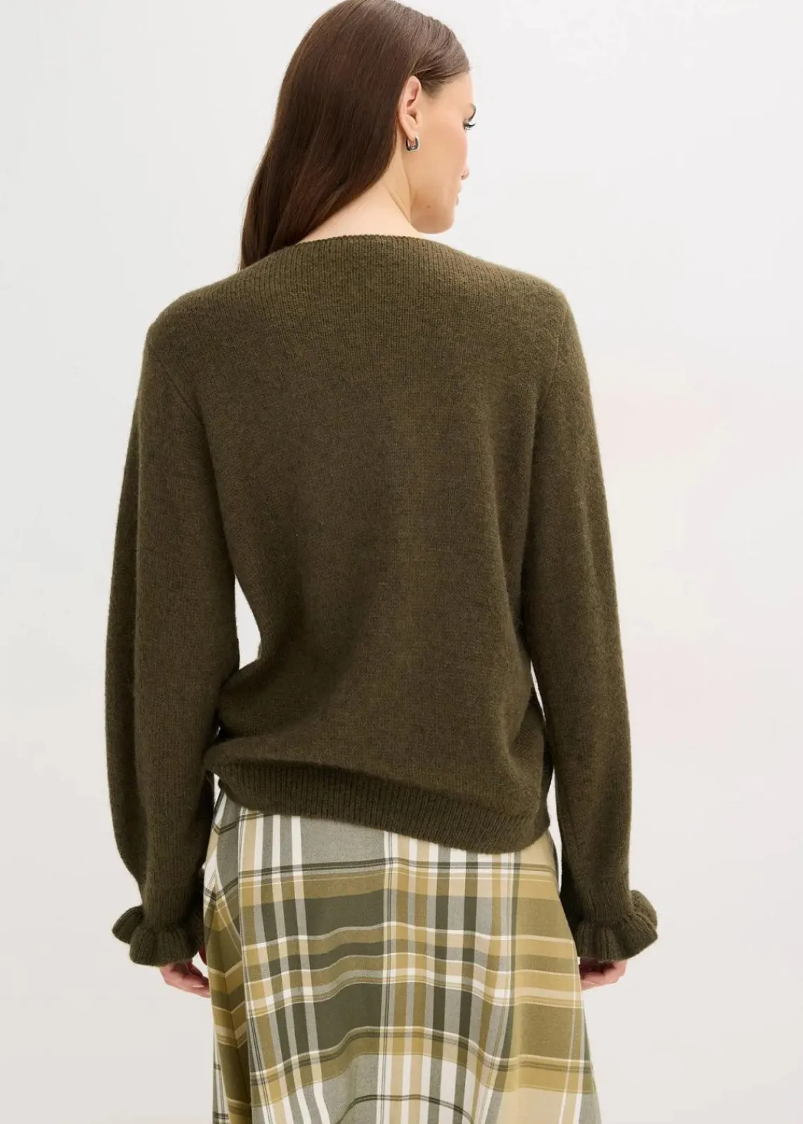 bonprix Bekleidung·Umstandsmode|Bekleidung·Jeans^Oversize-Strickjacke aus weichem Woll-Mix dunkeloliv meliert