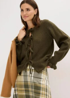 bonprix Bekleidung·Umstandsmode|Bekleidung·Jeans^Oversize-Strickjacke aus weichem Woll-Mix dunkeloliv meliert