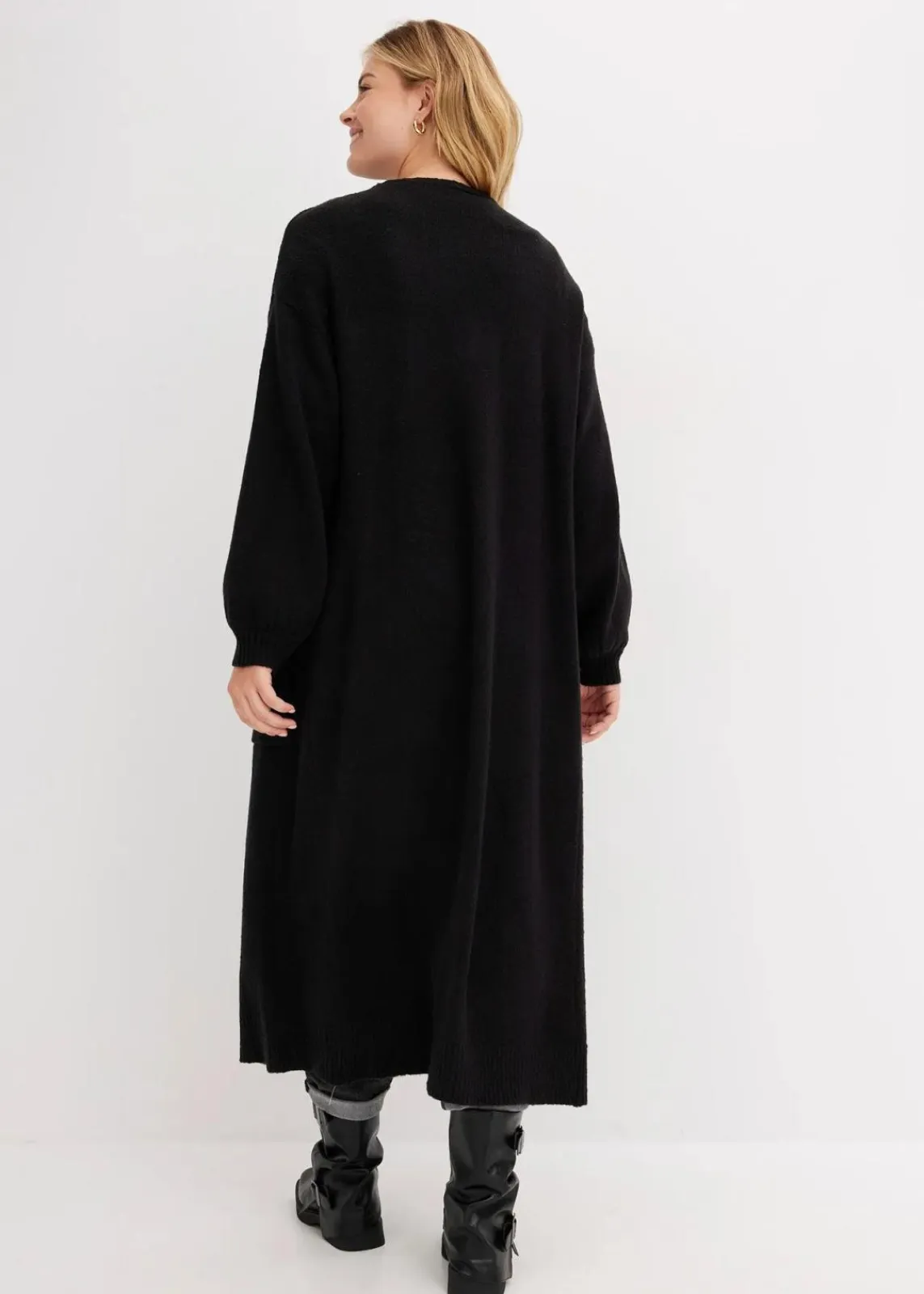 bonprix Bekleidung·Umstandsmode|Bekleidung·Jeans^Oversize-Strickjacke in Midilänge schwarz