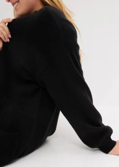 bonprix Bekleidung·Umstandsmode|Bekleidung·Jeans^Oversize-Strickjacke in Midilänge schwarz