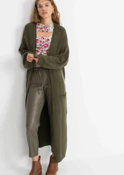 bonprix Bekleidung·Umstandsmode|Bekleidung·Jeans^Oversize-Strickjacke in Midilänge dunkeloliv