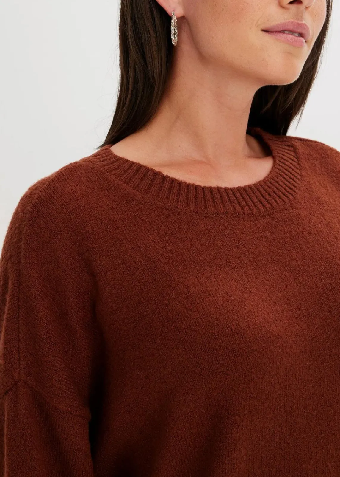 bonprix Kleider|Nachhaltigere Materialien^Oversize-Strickkleid mahagonibraun
