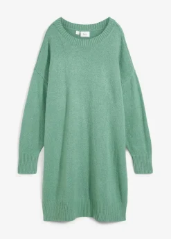 bonprix Bekleidung·Pullover & Strickjacken|Nachhaltigere Materialien^Oversize-Strickkleid salbeigrün