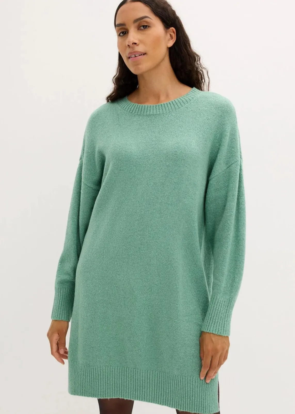 bonprix Bekleidung·Pullover & Strickjacken|Nachhaltigere Materialien^Oversize-Strickkleid salbeigrün