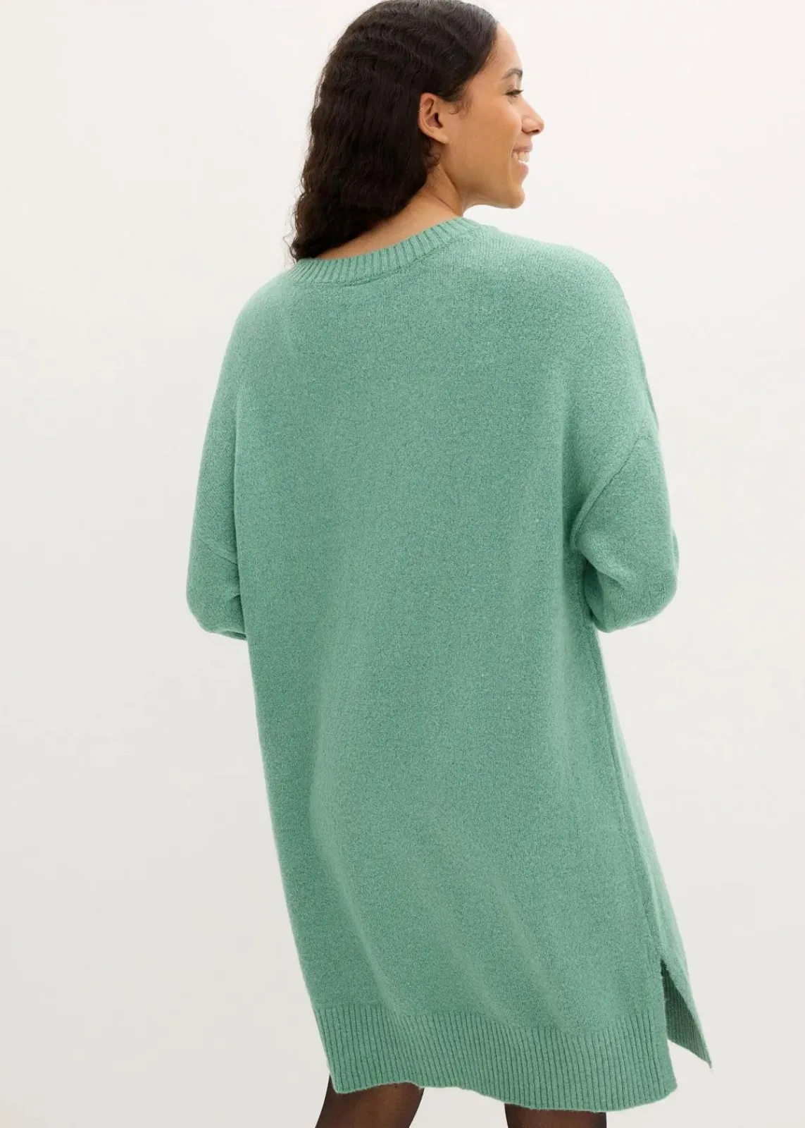 bonprix Bekleidung·Pullover & Strickjacken|Nachhaltigere Materialien^Oversize-Strickkleid salbeigrün