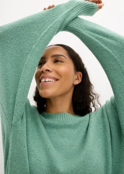 bonprix Bekleidung·Pullover & Strickjacken|Nachhaltigere Materialien^Oversize-Strickkleid salbeigrün