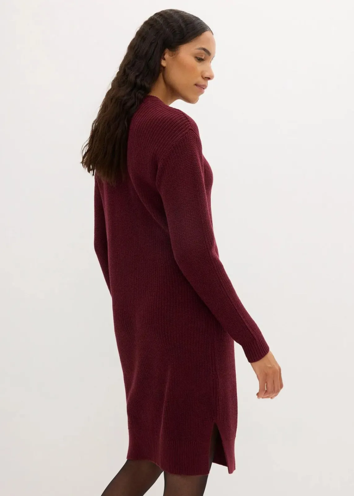 bonprix Bekleidung·Umstandsmode|Strickmode^Oversize-Strickkleid aus Rippstrick dunkelbeere