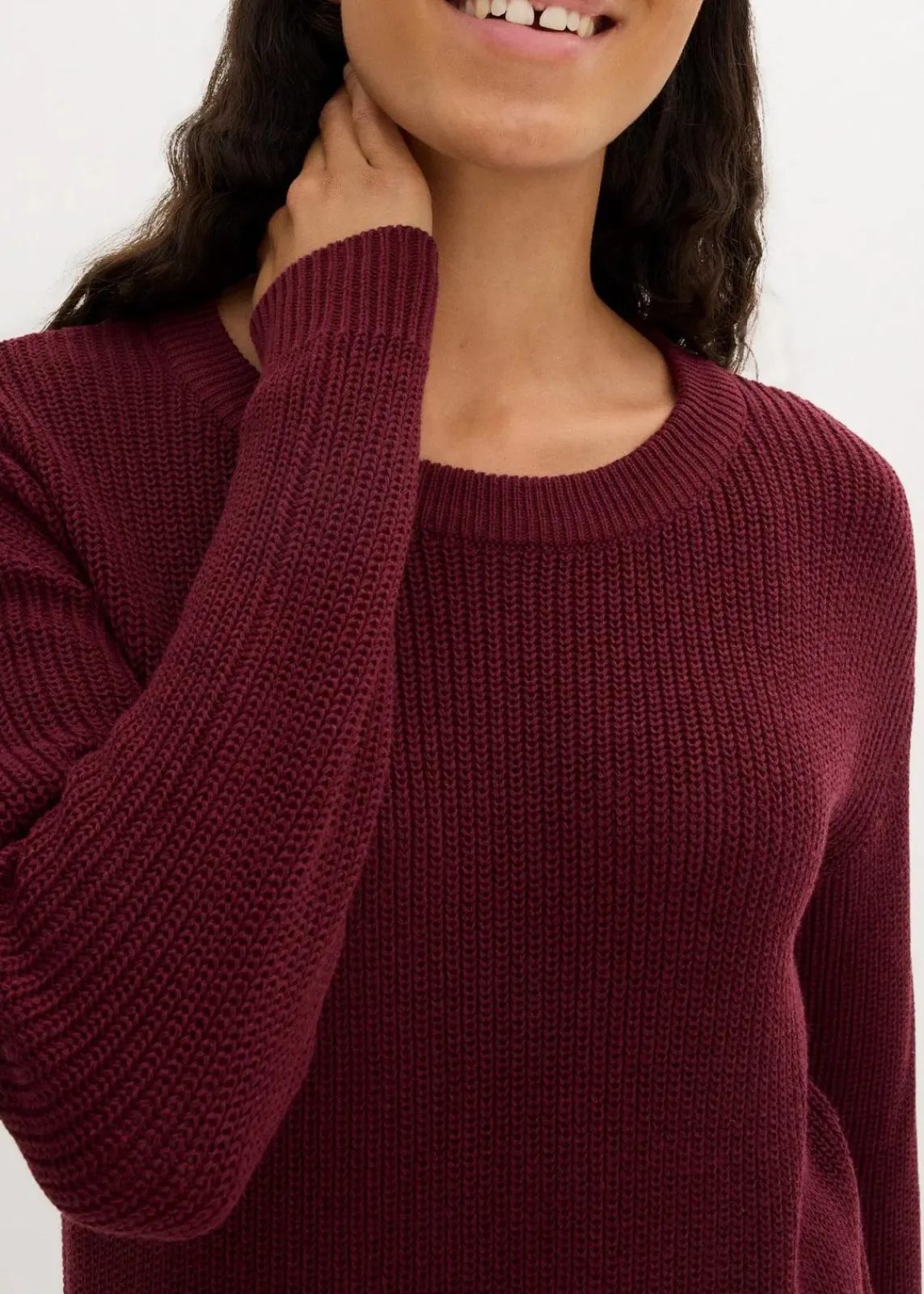 bonprix Bekleidung·Umstandsmode|Strickmode^Oversize-Strickkleid aus Rippstrick dunkelbeere