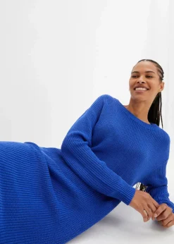 bonprix Bekleidung·Umstandsmode|Strickmode^Oversize-Strickkleid aus Rippstrick edelsteinblau