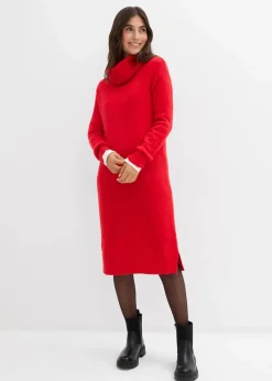 bonprix Bekleidung·Umstandsmode|Bekleidung·Pullover & Strickjacken^Oversize-Strickkleid mit Rollkragen lavarot