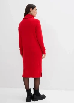 bonprix Bekleidung·Umstandsmode|Bekleidung·Pullover & Strickjacken^Oversize-Strickkleid mit Rollkragen lavarot