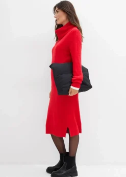 bonprix Bekleidung·Umstandsmode|Bekleidung·Pullover & Strickjacken^Oversize-Strickkleid mit Rollkragen lavarot
