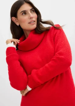 bonprix Bekleidung·Umstandsmode|Bekleidung·Pullover & Strickjacken^Oversize-Strickkleid mit Rollkragen lavarot