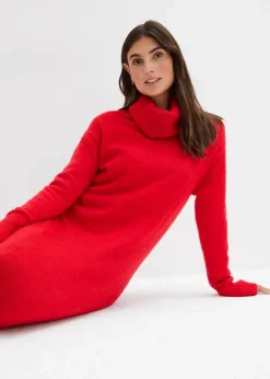 bonprix Bekleidung·Umstandsmode|Bekleidung·Pullover & Strickjacken^Oversize-Strickkleid mit Rollkragen lavarot
