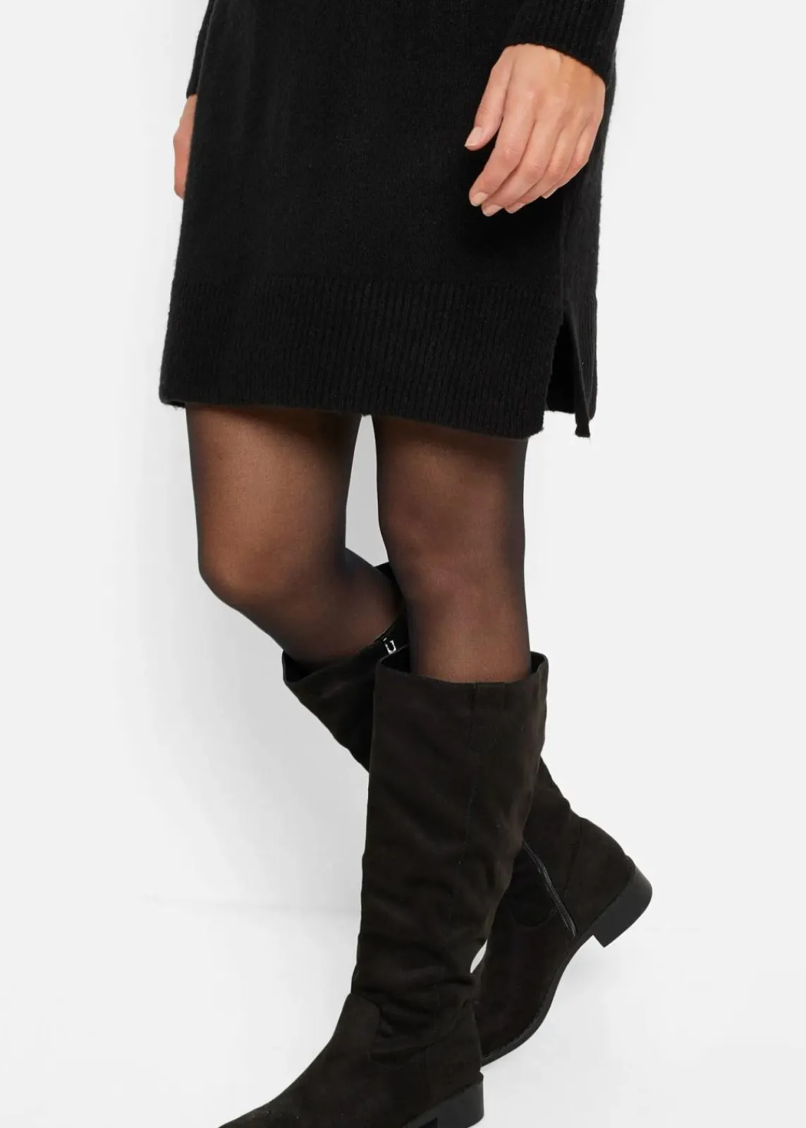 bonprix Kleider|Strickmode^Oversize-Strickkleid mit Rollkragen schwarz