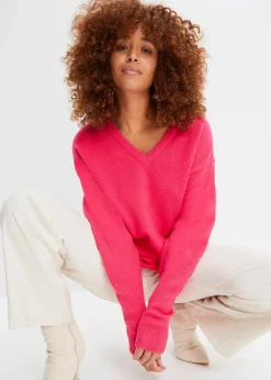 bonprix Pullover & Strickjacken|Bekleidung·Jeans^Oversize-Strick-Pullover dunkelpink