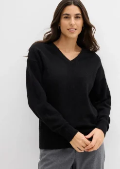 bonprix Bekleidung·Umstandsmode|Strickmode^Oversize-Strick-Pullover schwarz