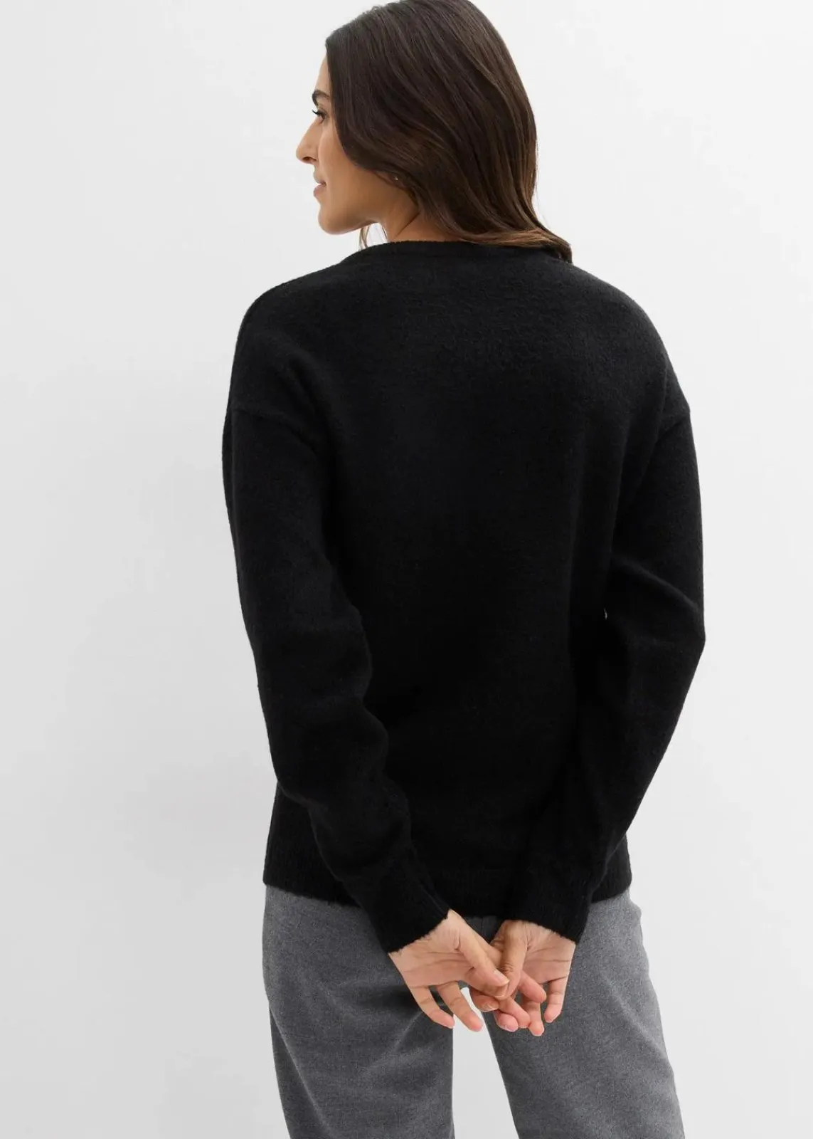 bonprix Bekleidung·Umstandsmode|Strickmode^Oversize-Strick-Pullover schwarz