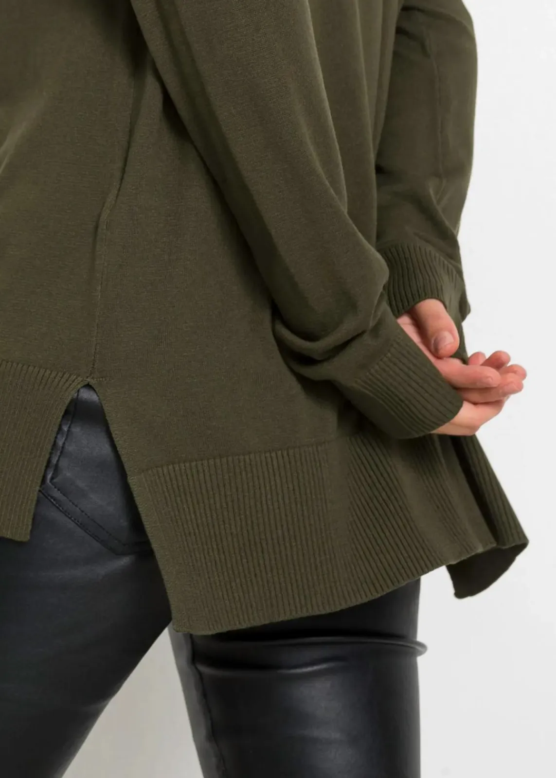 bonprix Bekleidung·Umstandsmode|Strickmode^Oversize-Strickpullover dunkeloliv