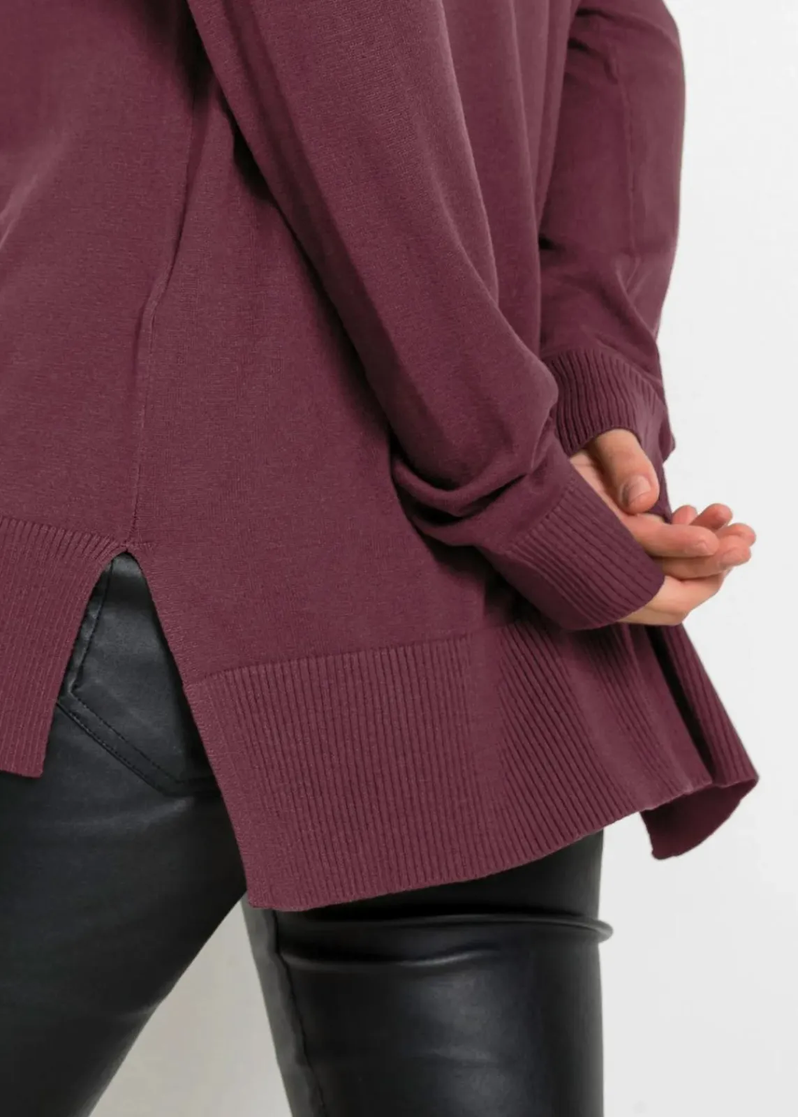 bonprix Pullover & Strickjacken|Bekleidung·Jeans^Oversize-Strickpullover weinrot