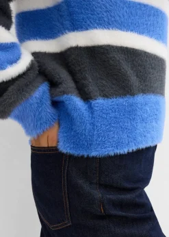 bonprix Bekleidung·Umstandsmode|Pullover & Strickjacken^Oversize-Strickpullover anthrazit/himmelblau/wollweiß gestreift