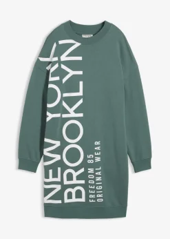 bonprix Bekleidung·Blusen & Tuniken|Bekleidung·Pullover & Strickjacken^Oversize-Sweatkleid aus weichem Baumwoll-Mix graugrün
