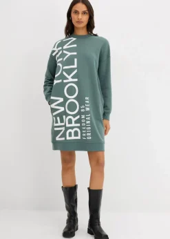 bonprix Bekleidung·Blusen & Tuniken|Bekleidung·Pullover & Strickjacken^Oversize-Sweatkleid aus weichem Baumwoll-Mix graugrün