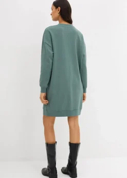 bonprix Bekleidung·Blusen & Tuniken|Bekleidung·Pullover & Strickjacken^Oversize-Sweatkleid aus weichem Baumwoll-Mix graugrün