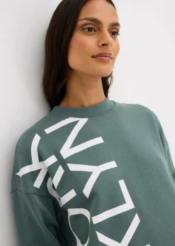 bonprix Bekleidung·Blusen & Tuniken|Bekleidung·Pullover & Strickjacken^Oversize-Sweatkleid aus weichem Baumwoll-Mix graugrün