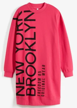 bonprix Kleider|Sweat^Oversize-Sweatkleid aus weichem Baumwoll-Mix dunkelpink