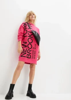 bonprix Kleider|Sweat^Oversize-Sweatkleid aus weichem Baumwoll-Mix dunkelpink