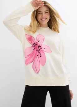 bonprix Sweat|Bekleidung·Blusen & Tuniken^Oversize-Sweatshirt cremeweiß bedruckt