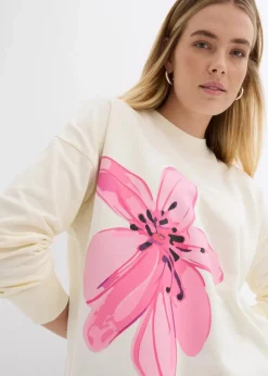 bonprix Sweat|Bekleidung·Blusen & Tuniken^Oversize-Sweatshirt cremeweiß bedruckt
