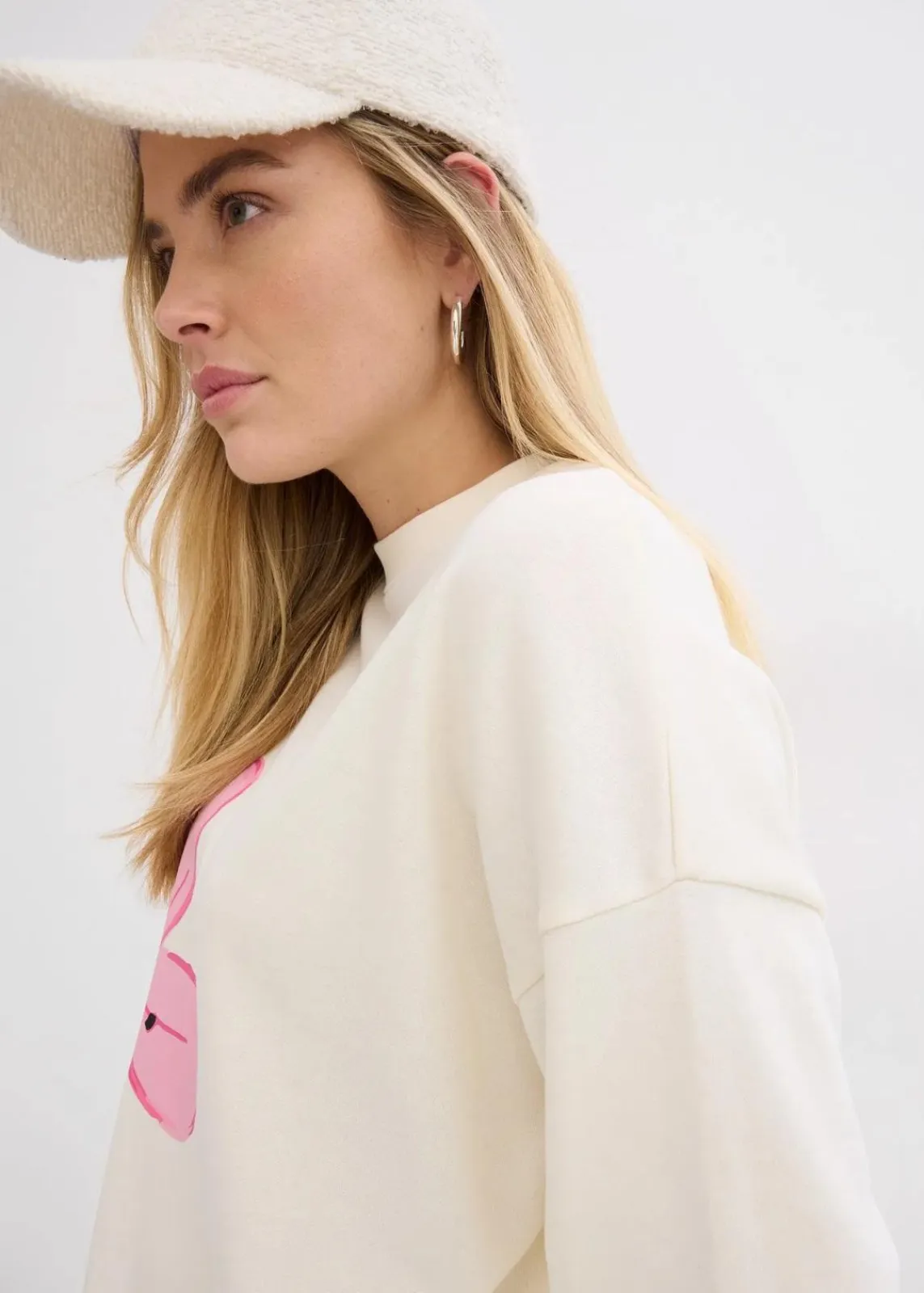bonprix Sweat|Bekleidung·Blusen & Tuniken^Oversize-Sweatshirt cremeweiß bedruckt