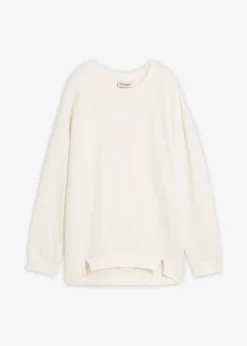 bonprix Sweat|Nachhaltigere Materialien^Oversize-Sweatshirt wollweiß