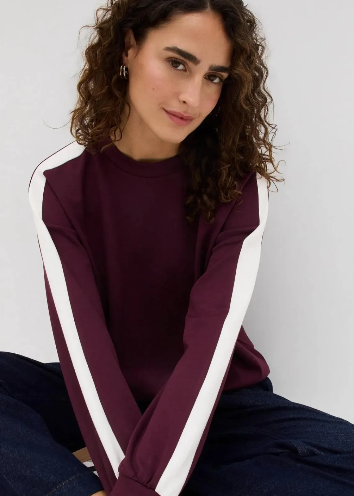 bonprix Sweat|Zweiteiler & Sets^Oversize-Sweatshirt weinrot