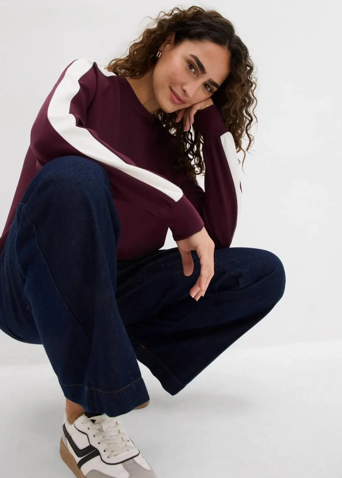 bonprix Sweat|Zweiteiler & Sets^Oversize-Sweatshirt weinrot