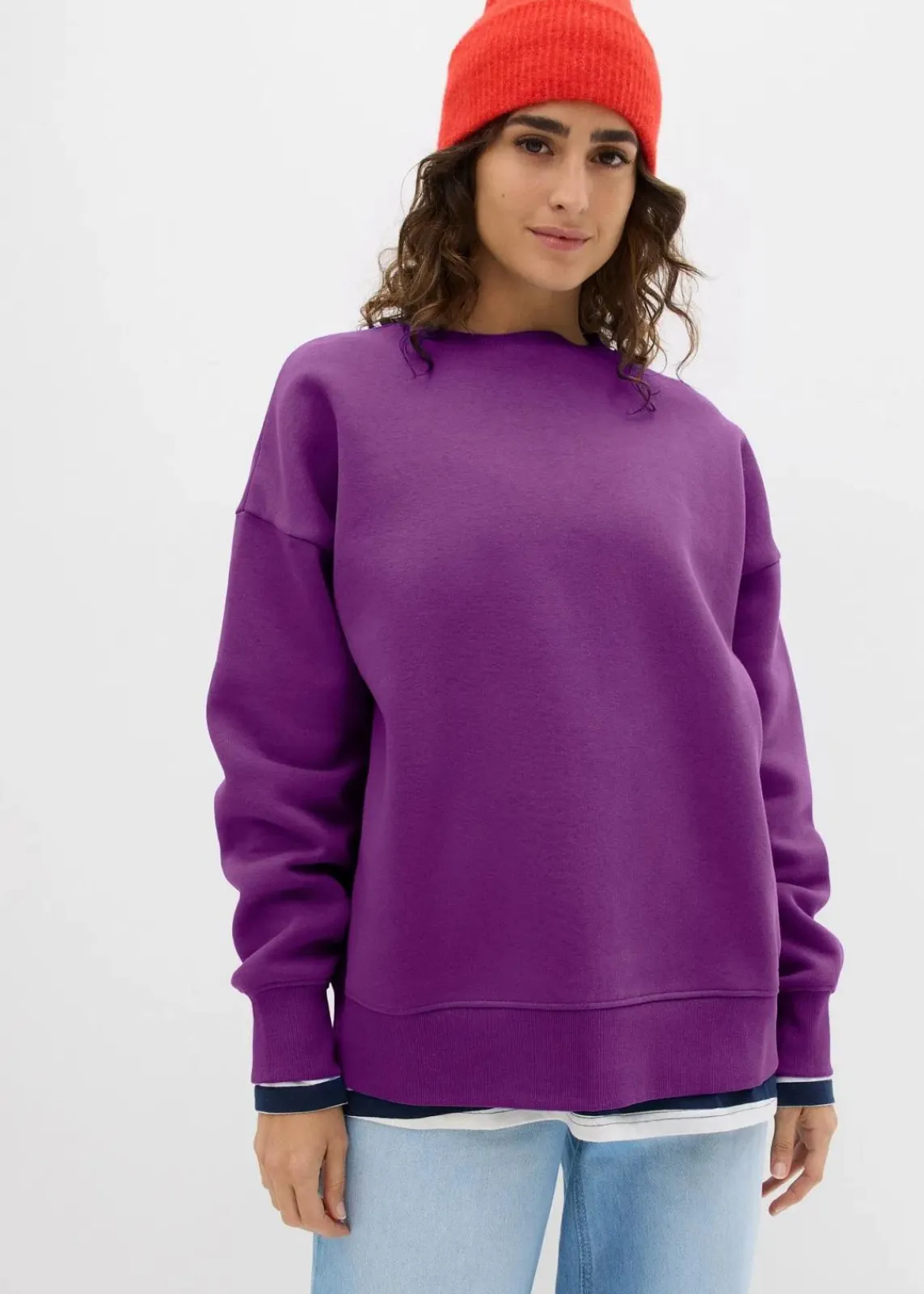 bonprix Bekleidung·Röcke|Bekleidung·Blusen & Tuniken^Oversize-Sweatshirt tiefviolett