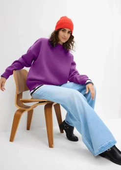 bonprix Bekleidung·Röcke|Bekleidung·Blusen & Tuniken^Oversize-Sweatshirt tiefviolett