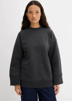 bonprix Sweat|Bekleidung·Blusen & Tuniken^Oversize-Sweatshirt anthrazit meliert meliert