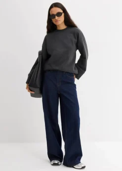 bonprix Sweat|Bekleidung·Blusen & Tuniken^Oversize-Sweatshirt anthrazit meliert meliert