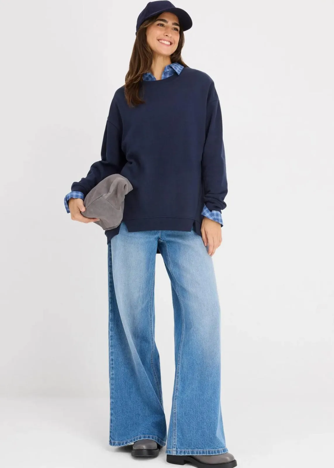 bonprix Sweat|Nachhaltigere Materialien^Oversize-Sweatshirt dunkelblau